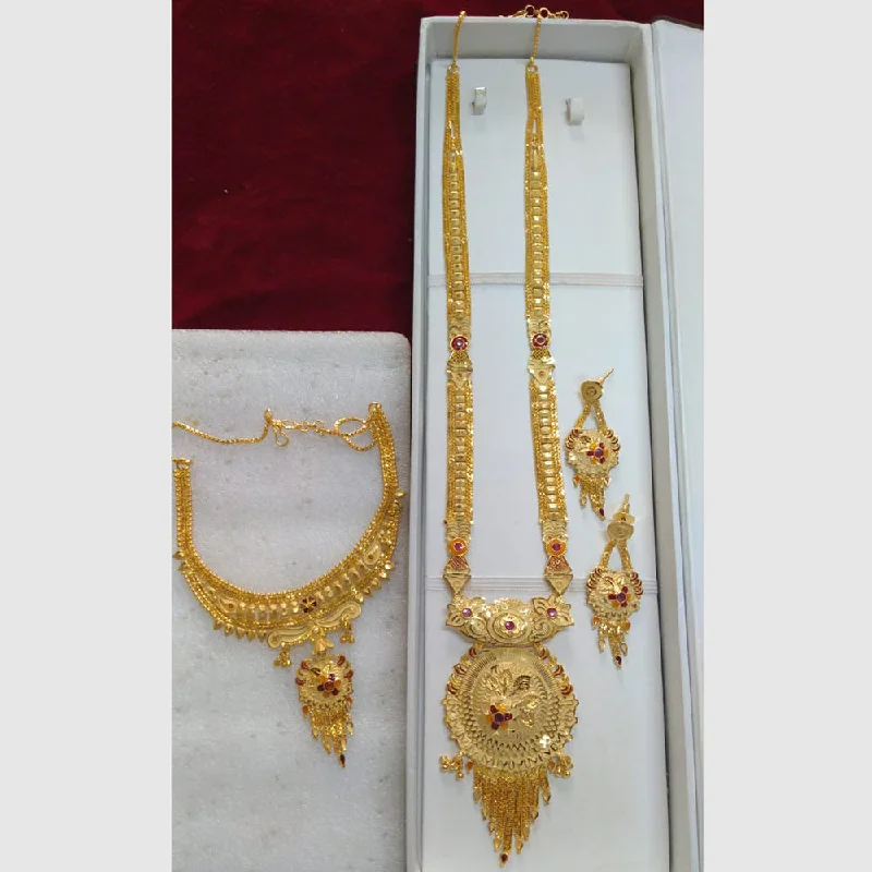 Sterling Silver Necklaces-Pari Art Jewellery Forming Gold Combo Necklace Set