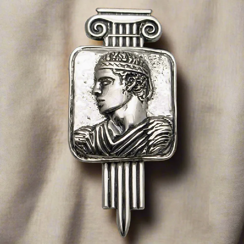 Custom Brooch with Vintage Charm-Charioteer of Delphi Brooch in Sterling Silver (K-82)