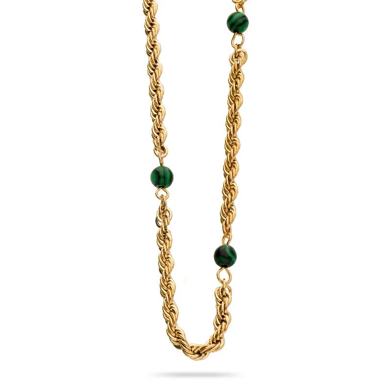 Light Blue Gemstone Necklaces-Malachite necklace gold