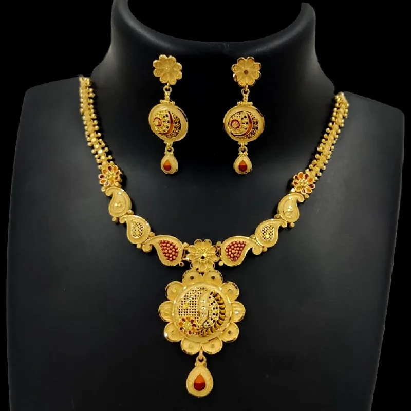 Layered Necklaces for Women-Pari Art Jewellery Forming Gold Necklace Set