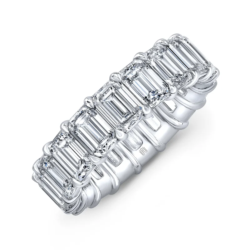 Large Gold Cocktail Rings-Emerald Cut Eternity Band