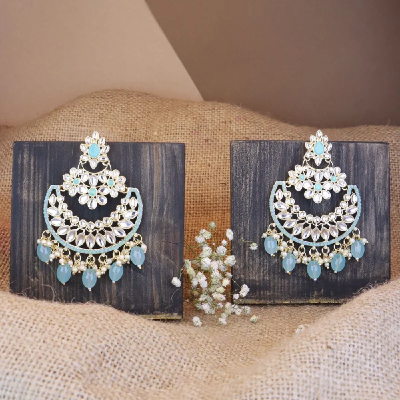 Unique Dangle Earrings-Etnico Gold Plated Traditional Handcrafted Pearl Kundan Beaded Chandbali Earrings for Women/Girls (E3030Sb)