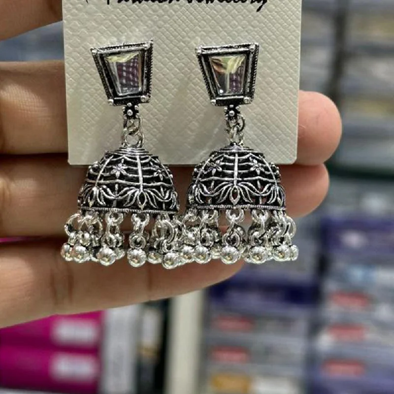 Sparkling Gem Earrings-Manisha Jewellery Oxidised Plated Crystal Stone Jhumki