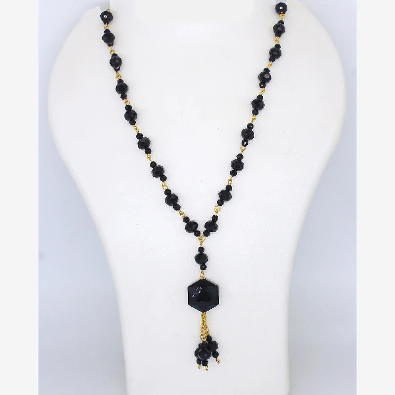 Black Onyx Necklaces-Mahavir Gold Plated Necklace Set