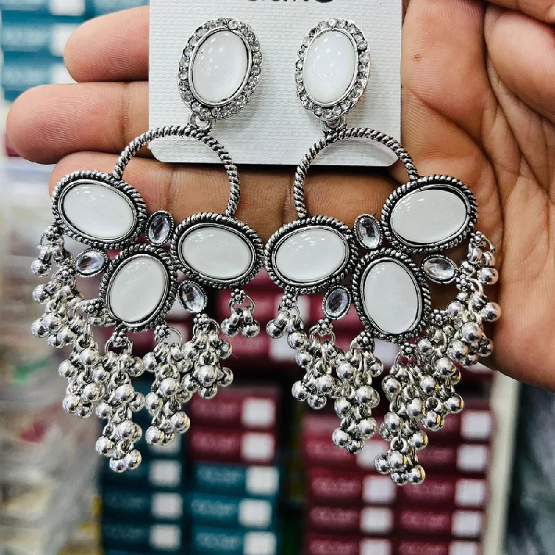 Lightweight Earrings-Manisha Jewellery Oxidised Plated Kundan Stone  And Ghungroo Dangler Earrings