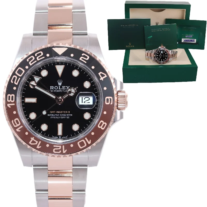 Vintage Women’s Watches-NEW 2021 PAPERS Rolex GMT Master Root Beer Rose Gold 126711 Watch Box