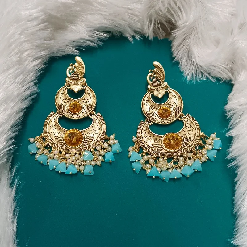 Funky Silver Earrings-Darshana Jewels Crystal Stone Gold Plated Dangler Earrings