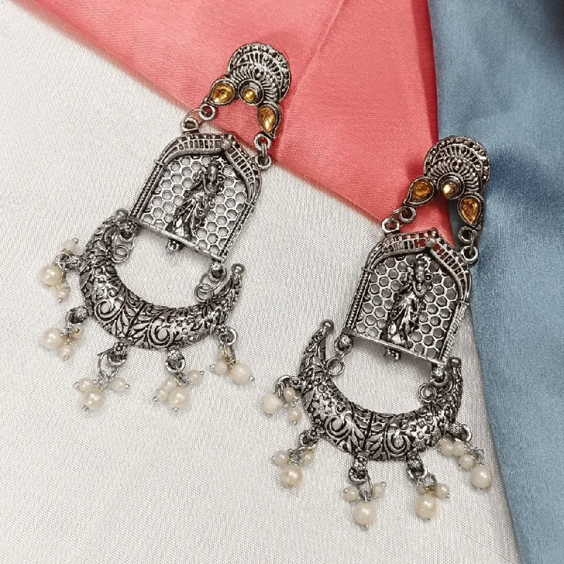 Gorgeous Long Earrings-Darshana Jewels Oxidised Plated Dangler Earrings