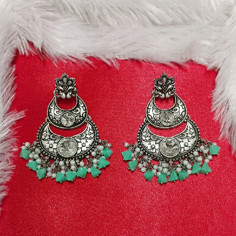 Silver Hoops Earrings-Darshana Jewels Crystal Stone Silver Plated Dangler Earrings