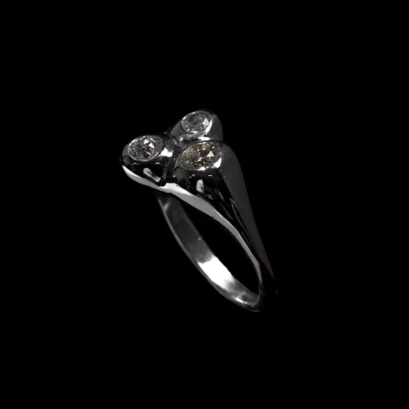 Round Diamond Engagement Rings-Triple Diamond Platinum Ring