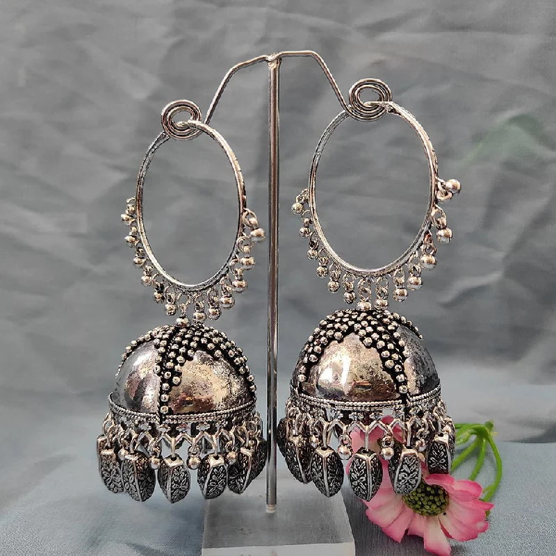 Large Drop Earrings-Darshana Jewels Oxidised  Plated Jhumki Earrings