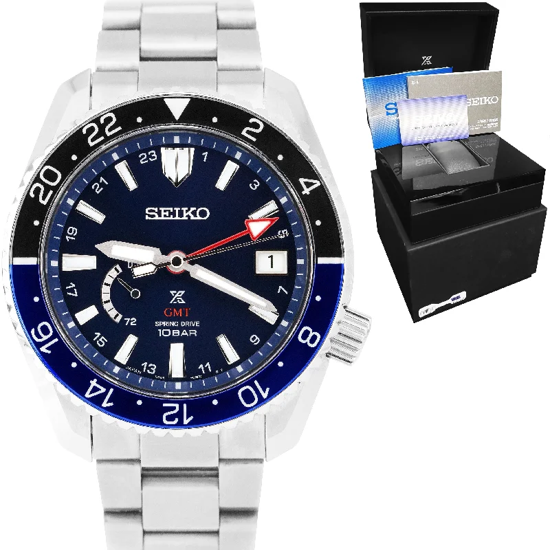 Sports Watches for Swimming-2021 Seiko Prospex Titanium Spring Drive Blue Batman 44.8mm Watch SNR033 B+P