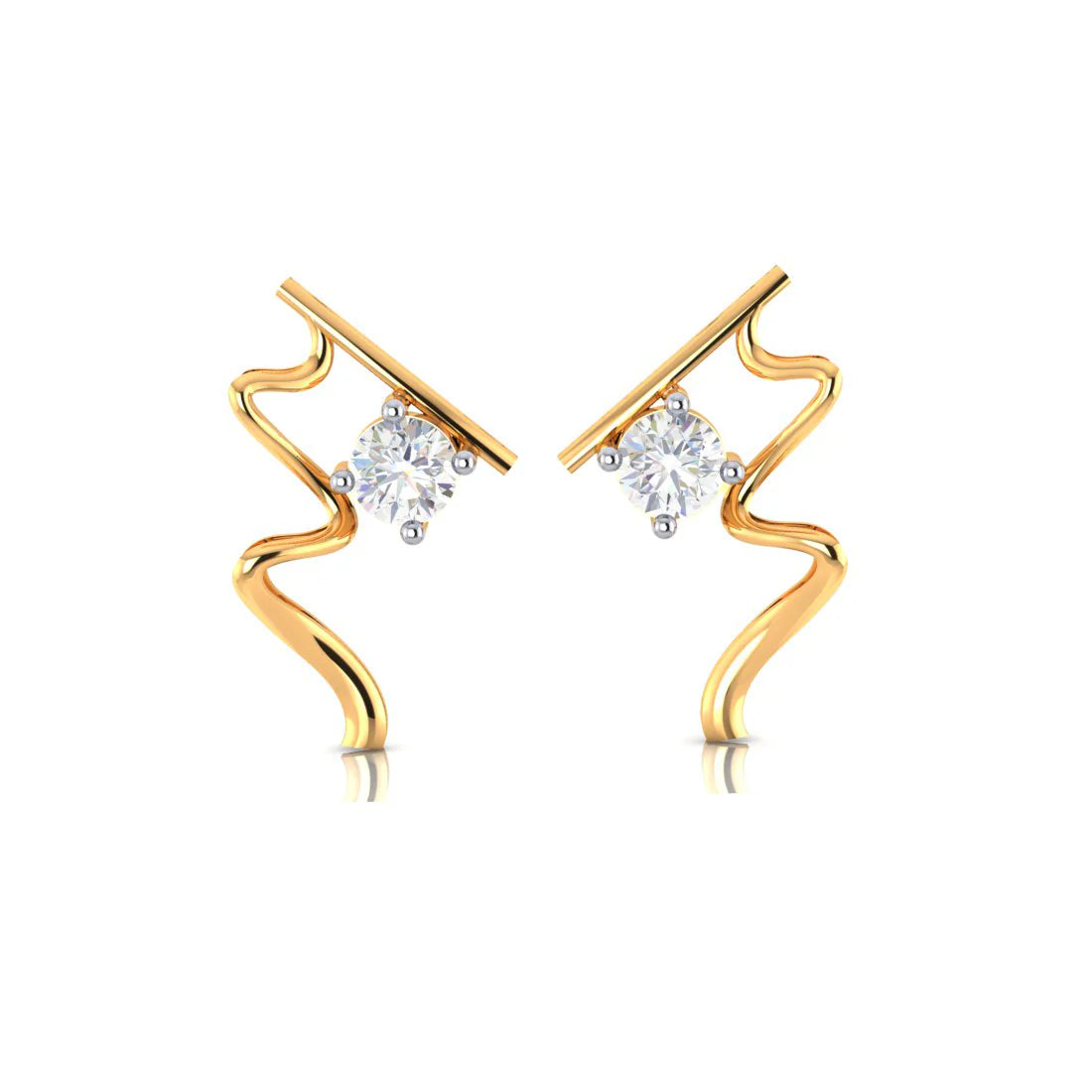 Gorgeous Long Earrings-Wave Style 18k Gold Earrings With Diamonds