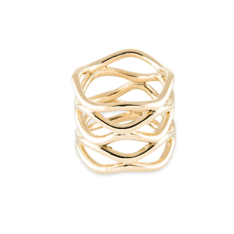 Statement Sapphire Rings-Waves Band Ring