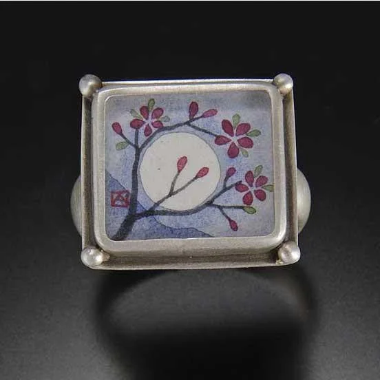 Customizable Wedding Bands-Small Square Plum Blossom Ring