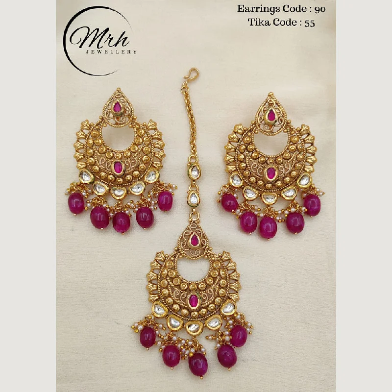 Ethnic Earrings for Women-Jewel Addiction Copper Gold Plated Earrings With Mangtikka