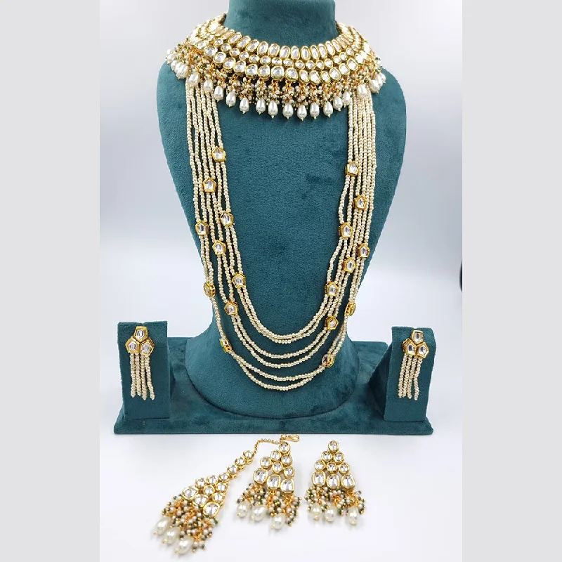 Gold-Plated Necklaces-JCM Gold Plated  Kundan Necklace Combo Set