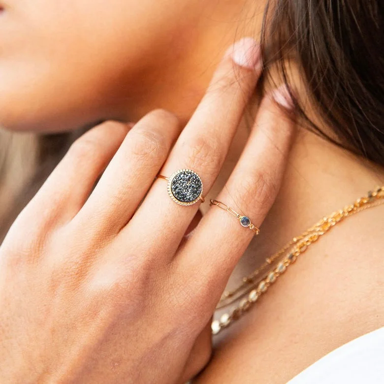 Modern Engagement Rings-Druzy Ring