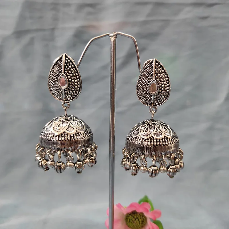 Designer Crystal Earrings-Darshana Jewels Oxidised  Plated Jhumki Earrings