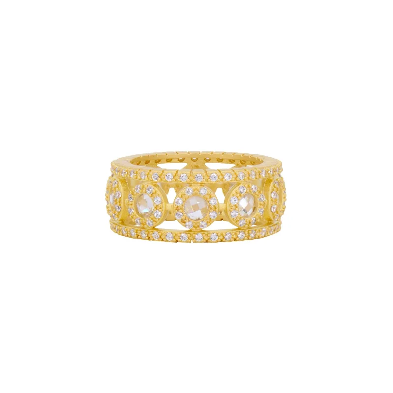 Luxury Gold Rings-Kaleidoscope Cutout Cigar Band Ring