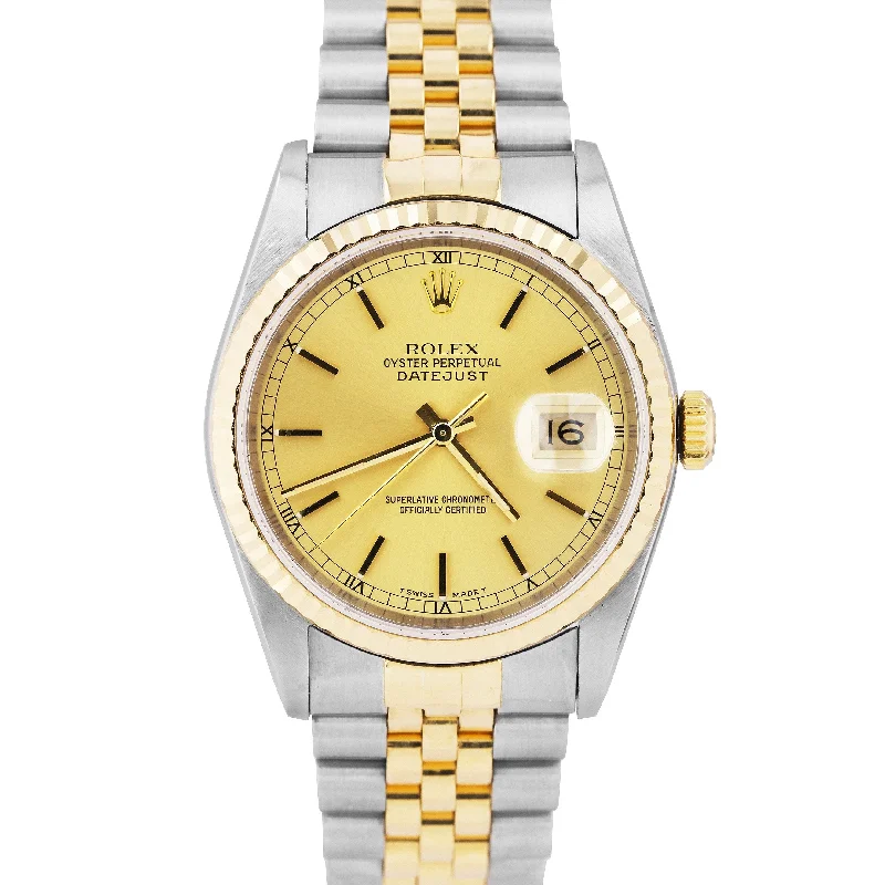 Minimalist Watches for Men-Rolex DateJust 36mm 18K Two-Tone Gold Stainless Champagne Jubilee Watch 16233