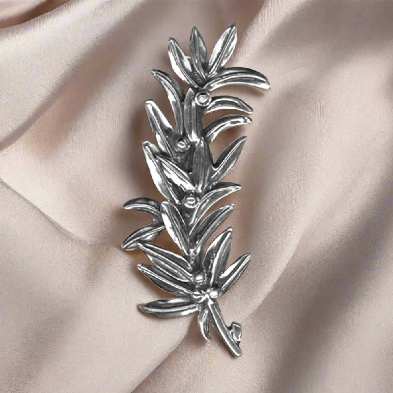 Personalized Family Brooch-Greek Traditional Olive leaf brooch in Sterling silver (K-22)