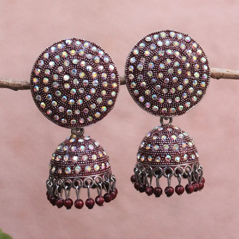 Elegant Round Earrings-H K Fashion Oxidised Plated Austrian Stone Jhumki Earrings