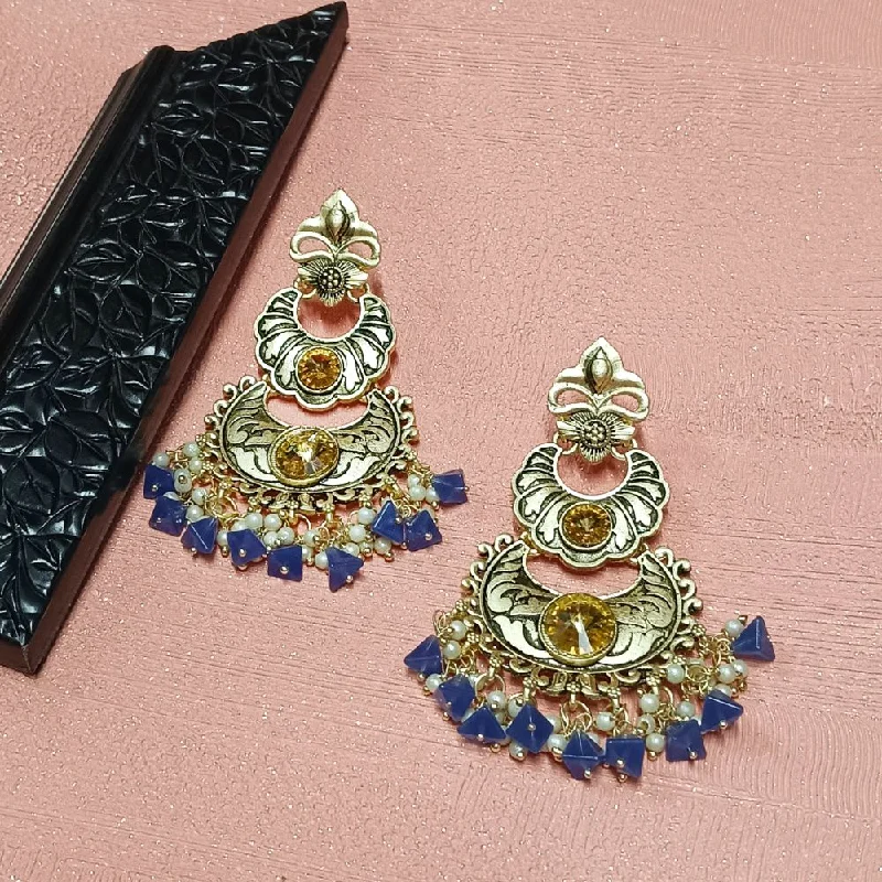 Elegant Gold Earrings-Darshana Jewels Crystal Stone Gold Plated Dangler Earrings