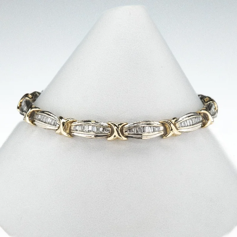 Designer Gold Bracelets-3.00ctw Multi Diamond 8" Tennis Bracelet in 14K Two Tone Gold