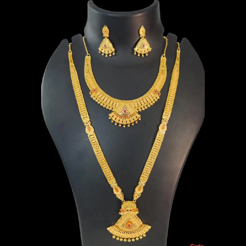 Stylish Gold Chokers-Pari Art Jewellery Forming Gold Double Necklace Set