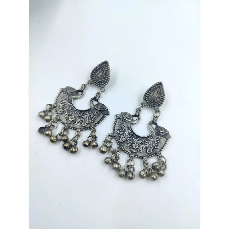 Unique Hoop Earrings-Akruti Collection Oxidised Plated  Dangler Earrings