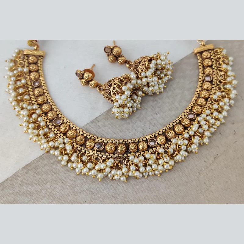 Beautiful Gold Chain Necklaces-Rani Sati Jewels Gold Plated Pearl Necklace Set