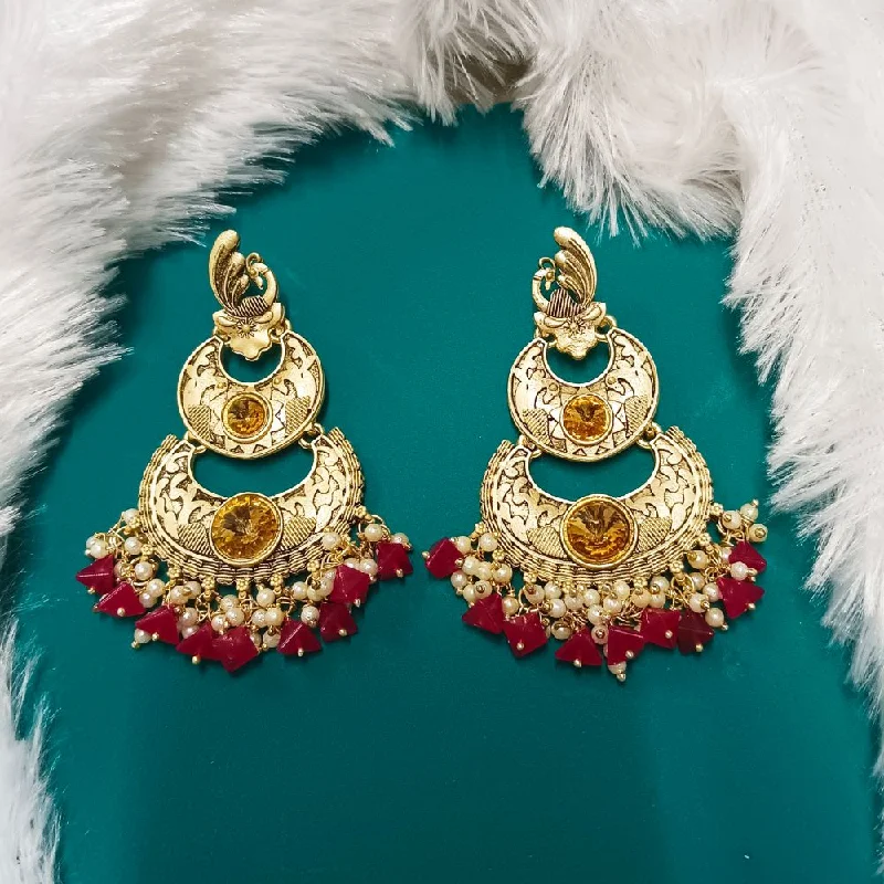 Bohemian Earrings for Festivals-Darshana Jewels Crystal Stone Gold Plated Dangler Earrings