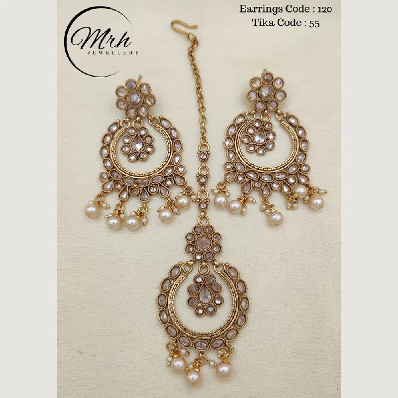 Luxury Hoop Earrings-Jewel Addiction Copper Gold Plated Earrings With Mangtikka