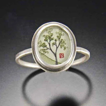 Birthstone Rings for Men-Tiny Oval Spring Maple Ring