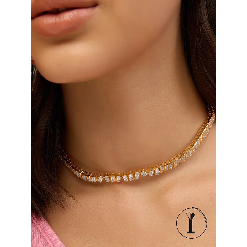 Fashionable Pendant Necklaces-Isharya Abstract Infinity Choker Necklace In 18Kt Gold Plated