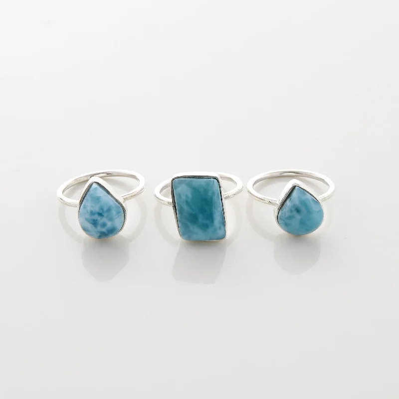 Custom Engagement Rings-Larimar Ring Trio Ellie