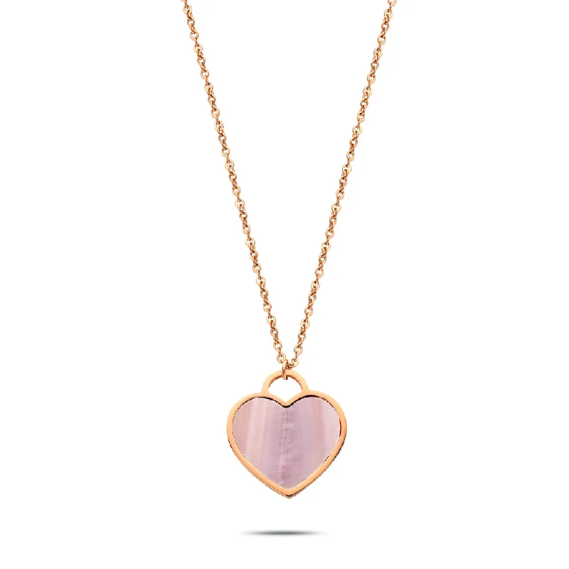 Personalized Friendship Necklaces-Heart pearl necklace rosé gold