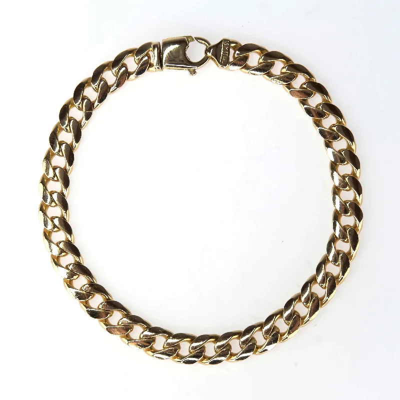 Elegant Sapphire Bracelets-7mm Wide Curb Link 8.5" Bracelet in 14K Yellow Gold - 27.4 grams