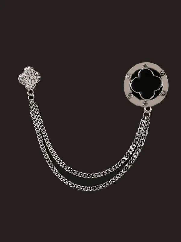 Classic Silver Brooch for Women-Shiny Silver Charming Fashionable Chain Pin Brooch