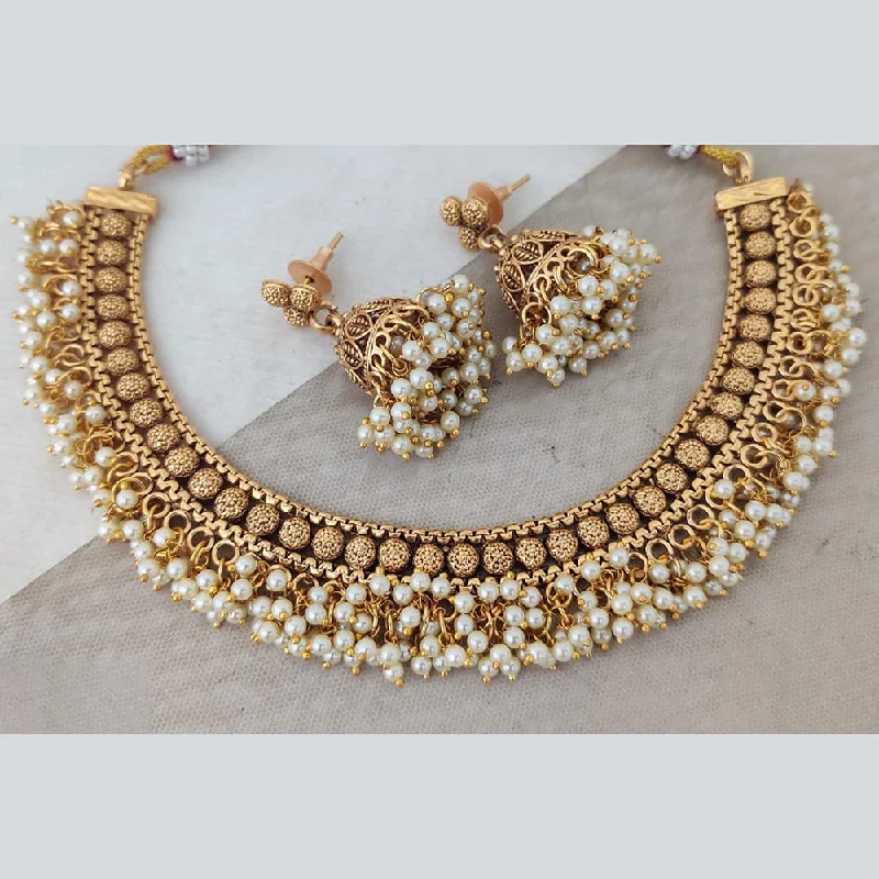 Vintage Beaded Necklaces-Rani Sati Jewels Gold Plated Pearl Necklace Set