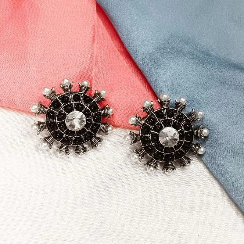 Mixed Color Earrings-Darshana Jewels Oxidised Plated Stud Earrings