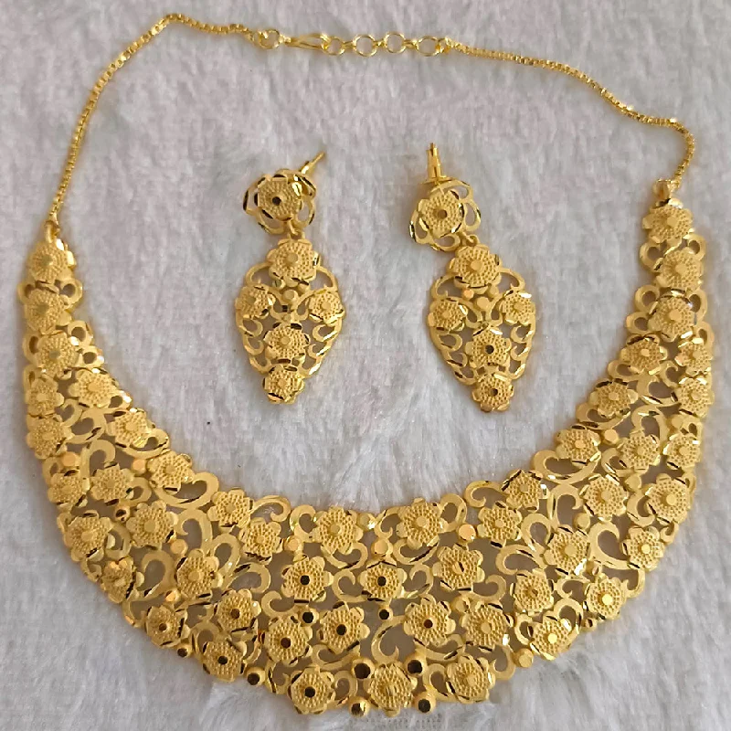 Crystal Flower Necklaces-Pari Art Jewellery Forming Gold Necklace Set