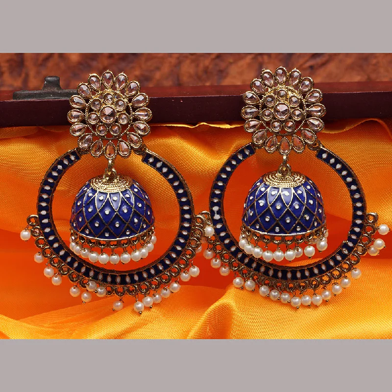 Beautiful Crystal Earrings-Darshana Jewels Crystal And Meenakari Jhumki Earrings