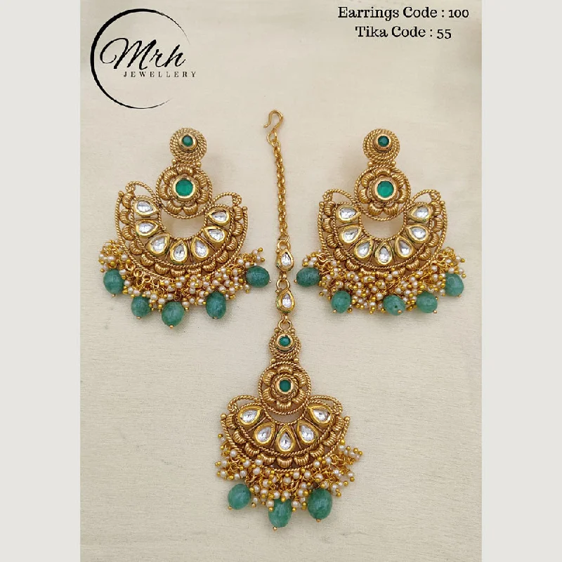 Chunky Gold Earrings-Jewel Addiction Copper Gold Plated Earrings With Mangtikka