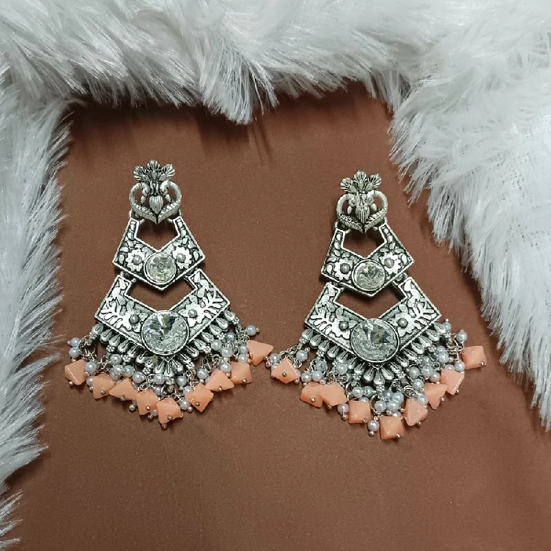 Geometric Earrings-Darshana Jewels Crystal Stone Silver Plated Dangler Earrings