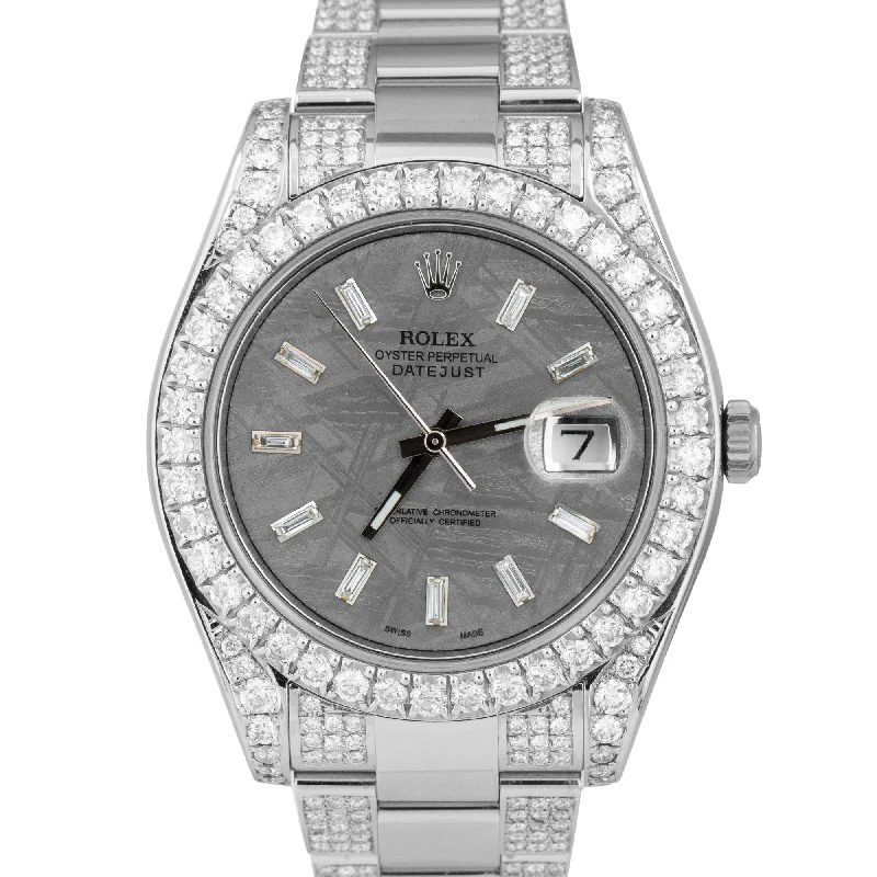 High-Tech Smart Watches for Fitness-Rolex DateJust II 41mm DIAMOND METEORITE Stainless Steel Oyster Watch 116300