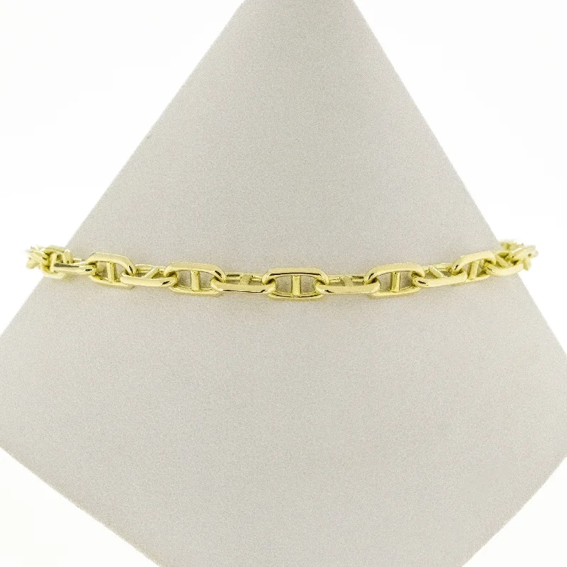 Gemstone Chain Bracelets-Anchor Mariner Link 9" Chain Bracelet in 14K Yellow Gold