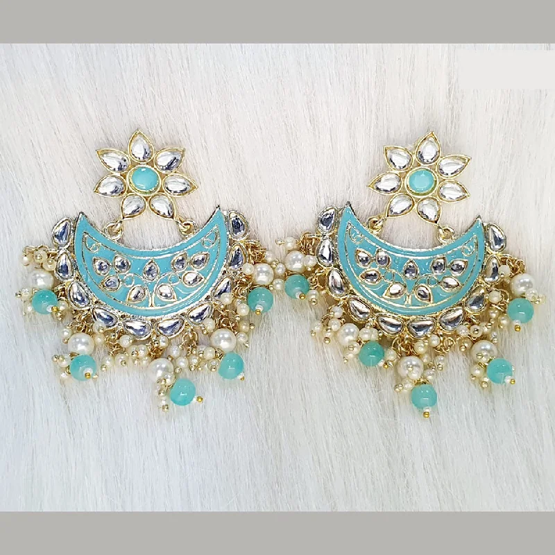 Unique Stud Earrings-Midas Touch Gold Plated Kundan Stone And Meenakari Dangler Earrings