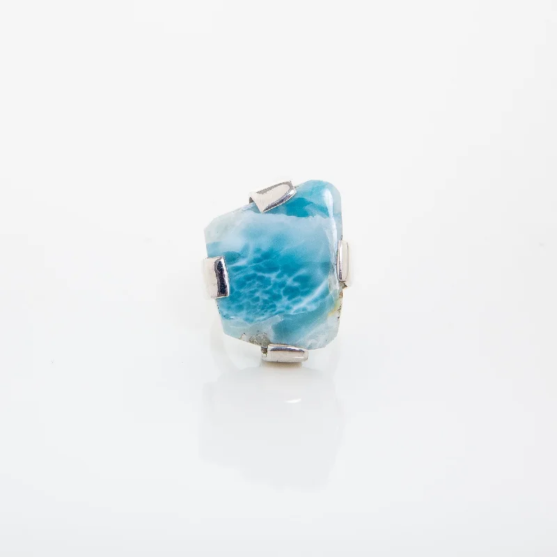 Handmade Engagement Rings-Rough Larimar Ring Oraci